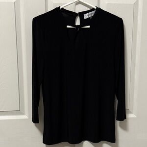 Jones Studio Black Keyhole Neck Blouse